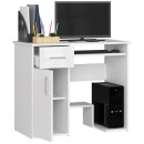 Bureau JENNA 1 porte 1 Tiroir 3 étagères 90x74X50 cm blanc