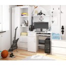 Bureau JENNA 1 porte 1 Tiroir 3 étagères 90x74X50 cm blanc