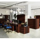 Bureau POLO Bois MDF 1 Porte 3 Tiroirs Marron 5 Étagères 124x52x74 Cm