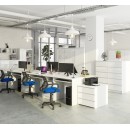 Bureau ERINO Bois MDF  Blanc  Gauche 4 tiroirs facade Brillant blanc 90x50x77 cm