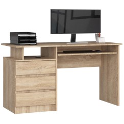 Bureau ERINO Bois MDF  Gauche  4 tiroirs facade Marron 90x50x77 cm
