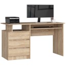 Bureau ERINO Bois MDF  Gauche  4 tiroirs facade Marron 90x50x77 cm