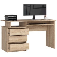 Bureau ERINO Bois MDF  Gauche  4 tiroirs facade Marron 90x50x77 cm