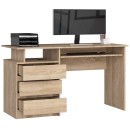 Bureau ERINO Bois MDF  Gauche  4 tiroirs facade Marron 90x50x77 cm