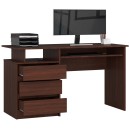 Bureau ERINO Bois MDF  Gauche 4 tiroirs facade Marron 90x50x77 cm