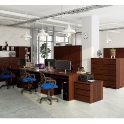 Bureau ERINO Bois MDF  Gauche 4 tiroirs facade Marron 90x50x77 cm