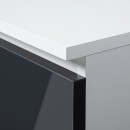Bureau ERINO Bois MDF  Blanc   Gauche 4 tiroirs facade Gris anthracite Brillant 90x50x77 cm