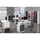 Bureau ERINO Bois MDF  Blanc   Gauche 4 tiroirs facade Gris anthracite Brillant 90x50x77 cm