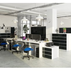 Bureau ERINO Bois MDF  Blanc   Gauche 4 tiroirs facade Gris anthracite Brillant 90x50x77 cm
