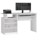 Bureau ERINO Bois MDF  Blanc  Gauche 4 tiroirs facade  Gris clair Brillant 90x50x77 cm