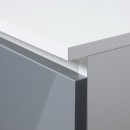 Bureau ERINO Bois MDF  Blanc  Gauche 4 tiroirs facade  Gris clair Brillant 90x50x77 cm
