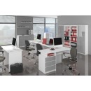 Bureau ERINO Bois MDF  Blanc  Gauche 4 tiroirs facade  Gris clair Brillant 90x50x77 cm