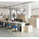 Bureau ERINO Bois MDF  Blanc  Gauche 4 tiroirs facade capucino Brillant 90x50x77 cm