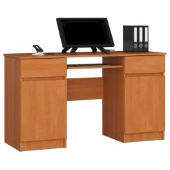 Bureau LINO Chêne 2 portes 2 tiroirs  5 étagères 135x50x77 cm