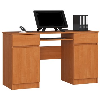 Bureau LINO Chêne 2 portes 2 tiroirs  5 étagères 135x50x77 cm