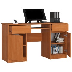 Bureau LINO Chêne 2 portes 2 tiroirs  5 étagères 135x50x77 cm