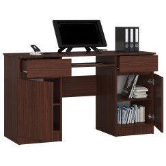 Bureau LINO Chêne 2 portes 2 tiroirs  5 étagères 135x50x77 cm