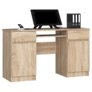Bureau LINO Chêne 2 portes 2 tiroirs  5 étagères 135x50x77 cm