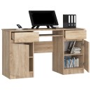 Bureau LINO Chêne 2 portes 2 tiroirs  5 étagères 135x50x77 cm