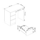 Bureau RICCI Gauche Marron Bois MDF 3 tiroirs 1 étagère 90x50x77 cm