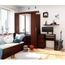 Bureau RICCI Gauche Marron Bois MDF 3 tiroirs 1 étagère 90x50x77 cm