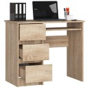 Bureau RICCI Gauche Marron Bois MDF 3 tiroirs 1 étagère 90x50x77 cm