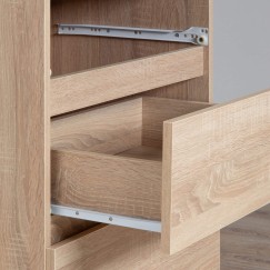 Bureau RICCI Gauche Marron Bois MDF 3 tiroirs 1 étagère 90x50x77 cm