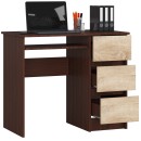 Bureau RICCI Droite Marron Bois MDF 3 tiroirs 1 étagère 90x50x77 cm