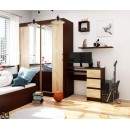 Bureau RICCI Droite Marron Bois MDF 3 tiroirs 1 étagère 90x50x77 cm