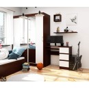 Bureau RICCI Droite Marron Bois MDF 3 tiroirs façade Blanche 1 étagère 90x50x77 cm