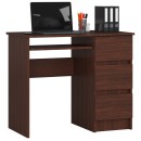 Bureau RICCI Droite Marron Bois MDF 3 tiroirs  1 étagère 90x50x77 cm