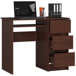 Bureau RICCI Droite Marron Bois MDF 3 tiroirs  1 étagère 90x50x77 cm