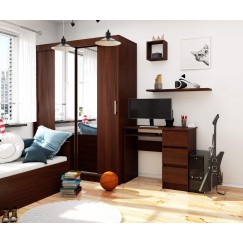 Bureau RICCI Droite Marron Bois MDF 3 tiroirs  1 étagère 90x50x77 cm