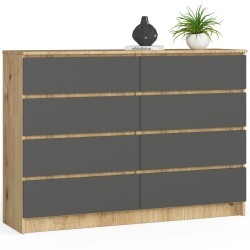 KOMODA K140 8SZ CLP DĄB ARTISAN / SZARY