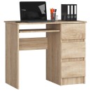 Bureau RICCI Droite Marron Bois MDF 3 tiroirs 1 étagère 90x50x77 cm