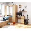 Bureau RICCI Droite Marron Bois MDF 3 tiroirs 1 étagère 90x50x77 cm