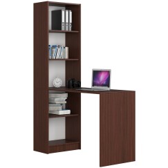 Bureau bibliothèque MIKA 5 étagères 125x50x180 cm Marron