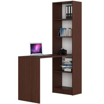 Bureau bibliothèque MIKA 5 étagères 125x50x180 cm Marron
