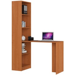 Bureau bibliothèque MIKA 5 étagères 125x50x180 cm Marron clair
