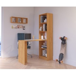 Bureau bibliothèque MIKA 5 étagères 125x50x180 cm Marron clair