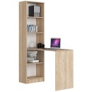 Bureau bibliothèque MIKA 5 étagères 125x50x180 cm Bois naturel