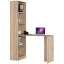 Bureau bibliothèque MIKA 5 étagères 125x50x180 cm Bois naturel