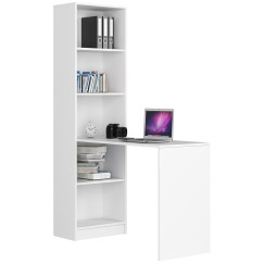 Bureau bibliothèque MIKA 5 étagères 125x50x180 cm Blanc