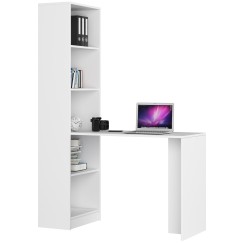 Bureau bibliothèque MIKA 5 étagères 125x50x180 cm Blanc