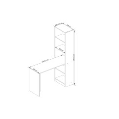Bureau bibliothèque MIKA 5 étagères 125x50x180 cm Blanc