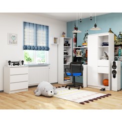 Bureau bibliothèque MIKA 5 étagères 125x50x180 cm Blanc