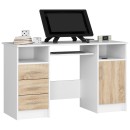 Bureau POLO Bois MDF 1 Porte 3 Tiroirs Façade naturel 5 Étagères 124x52x74 Cm
