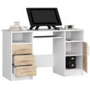 Bureau POLO Bois MDF 1 Porte 3 Tiroirs Façade naturel 5 Étagères 124x52x74 Cm