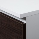 Bureau POLO Bois MDF 1 Porte 3 Tiroirs Façade Marron 5 Étagères 124x52x74 Cm