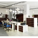 Bureau POLO Bois MDF 1 Porte 3 Tiroirs Façade Marron 5 Étagères 124x52x74 Cm